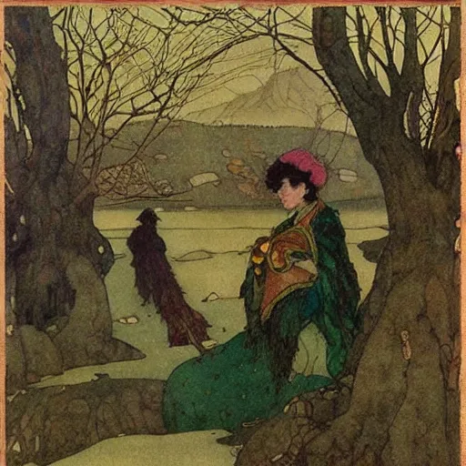 Image similar to painting by edmund dulac, highly detailed, high quality, trending on artstation, beautiful