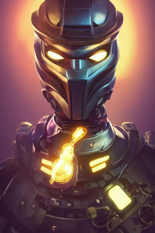 Image similar to epic mask helmet robot ninja portrait stylized as fornite style game design fanart by concept artist gervasio canda, behance hd by jesper ejsing, by rhads, makoto shinkai and lois van baarle, ilya kuvshinov, rossdraws global illumination radiating a glowing aura global illumination ray tracing hdr render in unreal engine 5