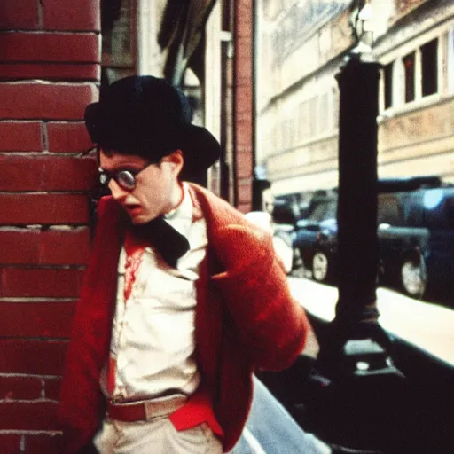 Prompt: An eccentric college student, 35mm film, by Saul Leiter, Jamel Shabazz, Nan Goldin