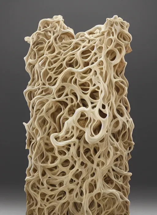 Image similar to ( sculpture of the endless transcendence of recursion )!!, solid fluid fractals!!! of celestial ivory!, museum piece, museum display, back - lit, wooden cabinet