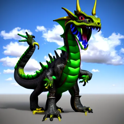 Image similar to an inflatable dragon is standing in the air, a character portrait by toyen, polycount, plasticien, rendered in maya, daz 3 d, 3 d