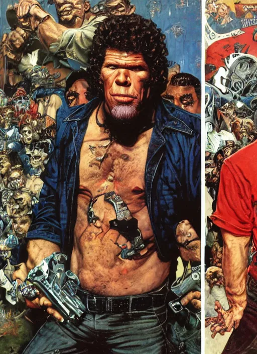 Image similar to full body and head portrait of ron perlman painted by norman rockwell and phil hale and greg staples and tom lovell and frank schoonover and jack kirby