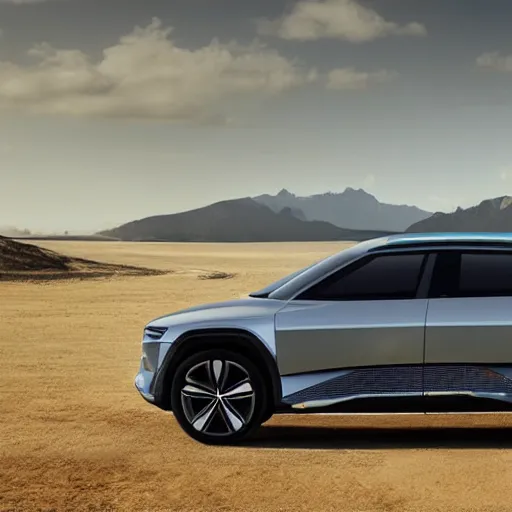 Prompt: Next futuristic design of Audi SUV based of electric vehicle. Photo realistic, 4k, hdr, high detail, realistic