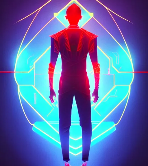 Prompt: symmetry!! asian prince of technology, solid cube of light, hard edges, product render retro - futuristic poster scifi, lasers and neon circuits, handsome asian prince, intricate, elegant, highly detailed, digital painting, artstation, concept art, smooth, sharp focus, illustration, dreamlike, art by artgerm