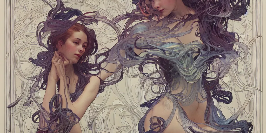 Image similar to such complicated hands, by james jean, by artgerm and greg rutkowski and alphonse mucha. uhd, amazing depth, cinematic lighting, glossy wet levitating floating fungus god with arms outstretched.