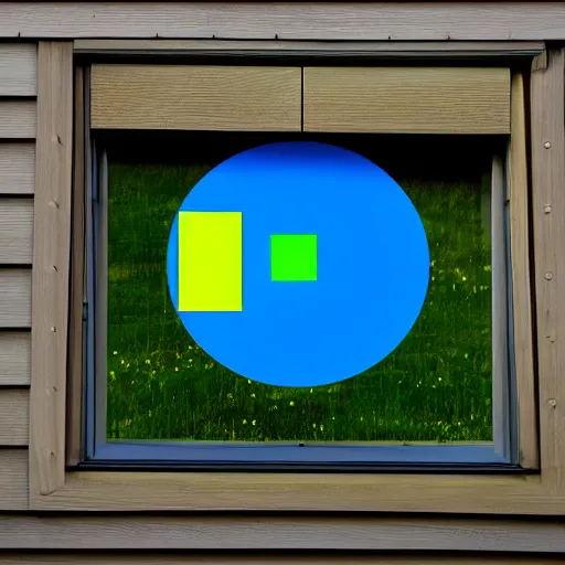 Prompt: a house window in the shape of the windows xp logo