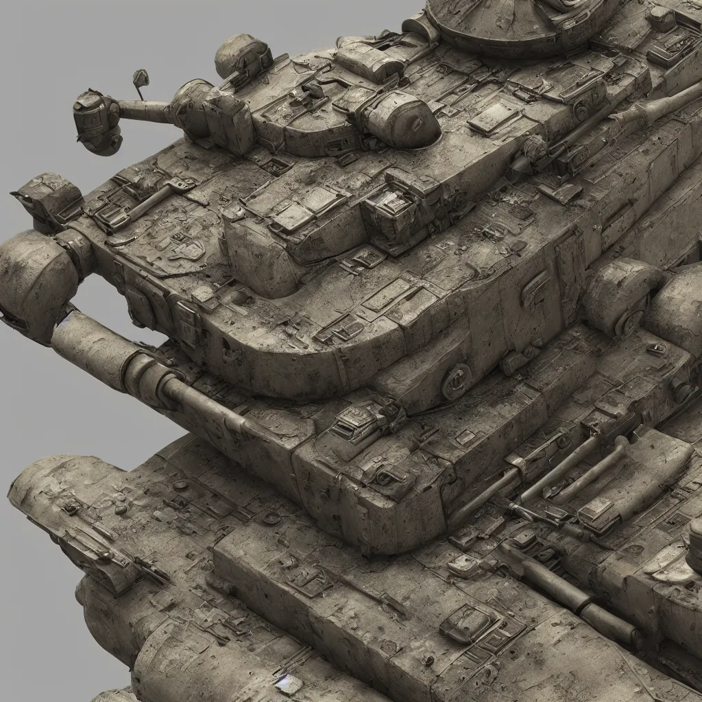 Prompt: slightly damaged tank, focus on details, hyperdetailed, octane render