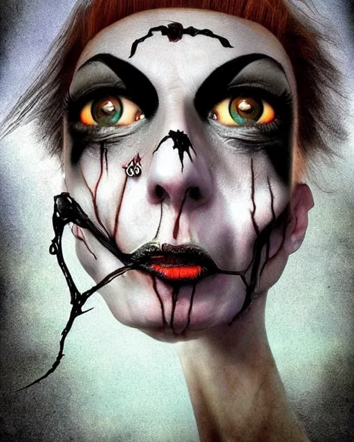 Image similar to halloween hag theme surrealist art in the styles of igor morski, jim warren, and a tim burton film, intricate, hyperrealistic, accurate facial details, profile picture with chromakey!!!!! background, milk - bath effect, volumetric lighting