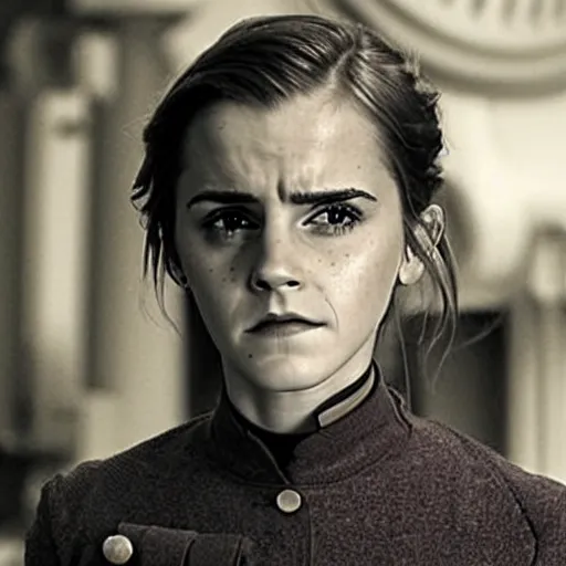 Image similar to confused emma watson looking angrily at a potato