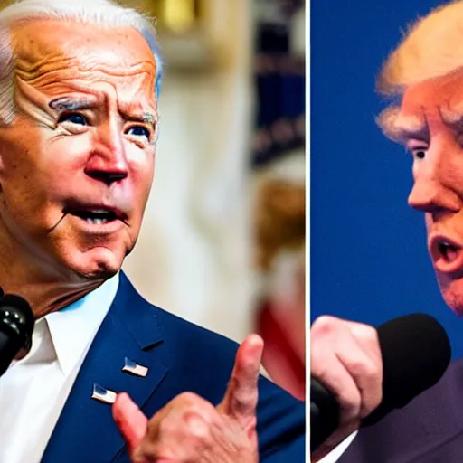 Prompt: Joe Biden and Donald Trump, WWE match, live broadcast still