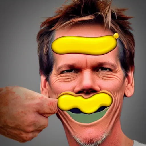 Image similar to kevin bacon face wrapped inside a cheeseburger