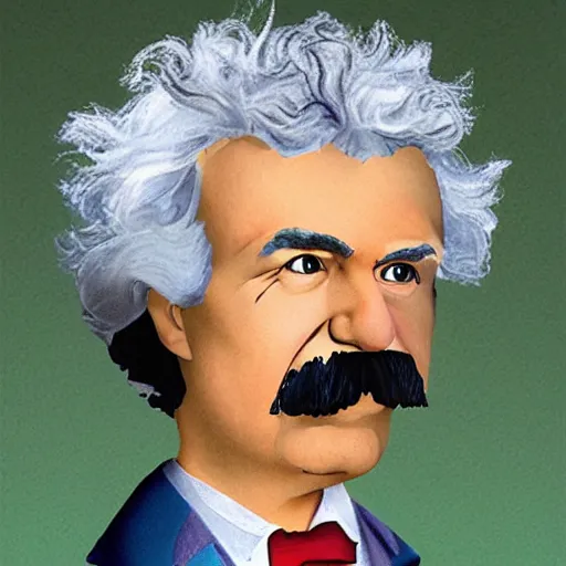 Image similar to mark twain in the style of nick park