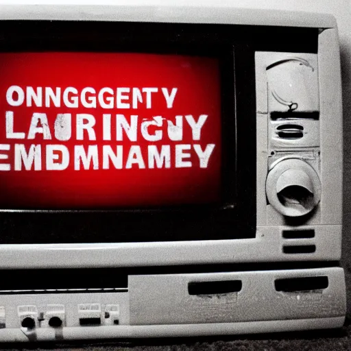 Image similar to ominous emergency warning broadcast on a crt tv in the living room