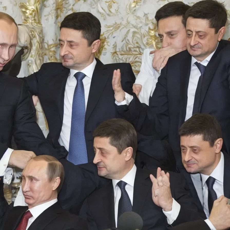 Image similar to “Putin and zelensky making out”