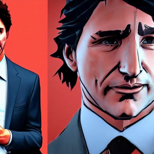 Prompt: justin trudeau as a borderlands psycho cel-shaded and unreal engine