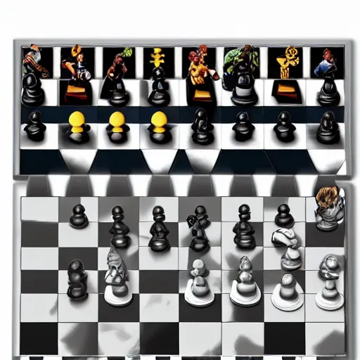 Image similar to marvel vs dc chess board, product photo, 4 k