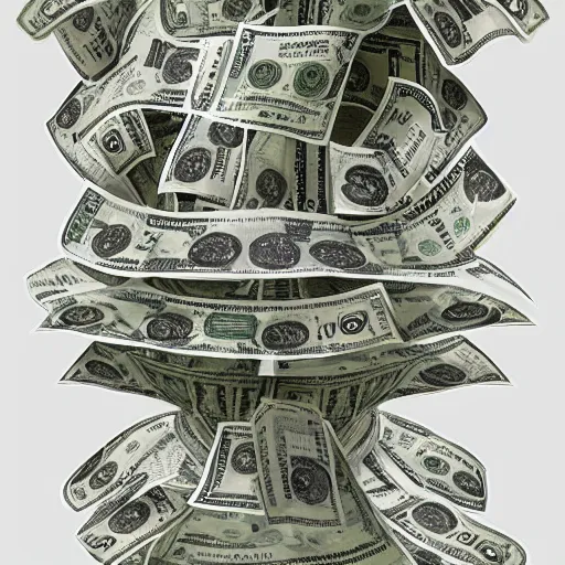 Image similar to tornado made of dollar bills by John Brosio