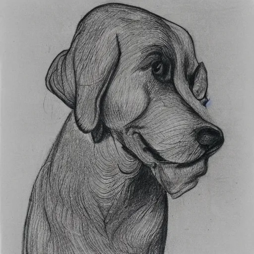 Image similar to drawing of a dog by Hans Bellmer