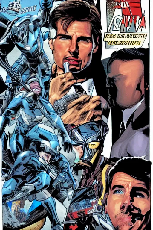 Prompt: Tom Cruise in a marvel comic