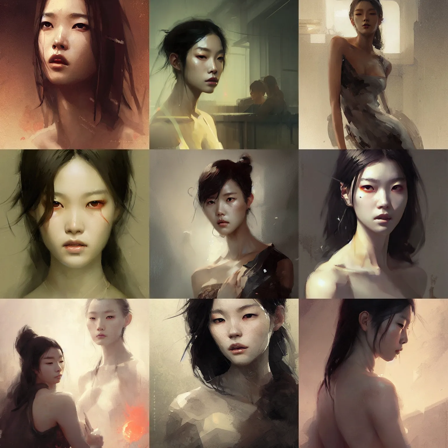 Prompt: lee jin - eun by greg rutkowski, rule of thirds, seductive look, beautiful