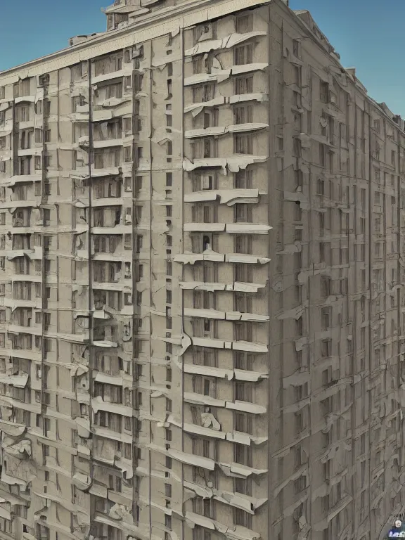 Image similar to a soviet apartment building , beautiful miniature, diorama , 3d render