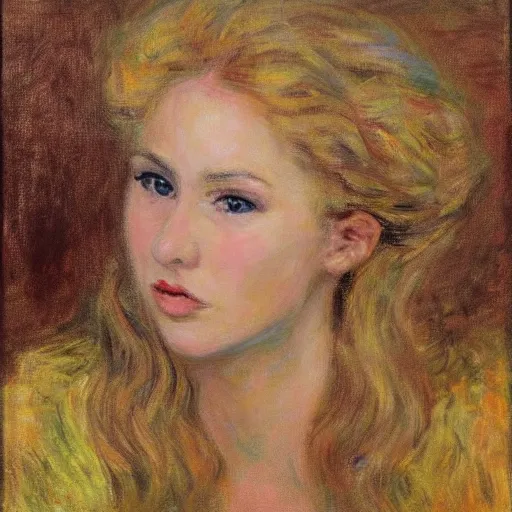 Prompt: portrait of blonde katerina udut in style of claude monet