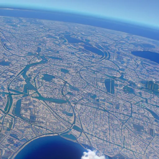 Prompt: vice city view from the international space station