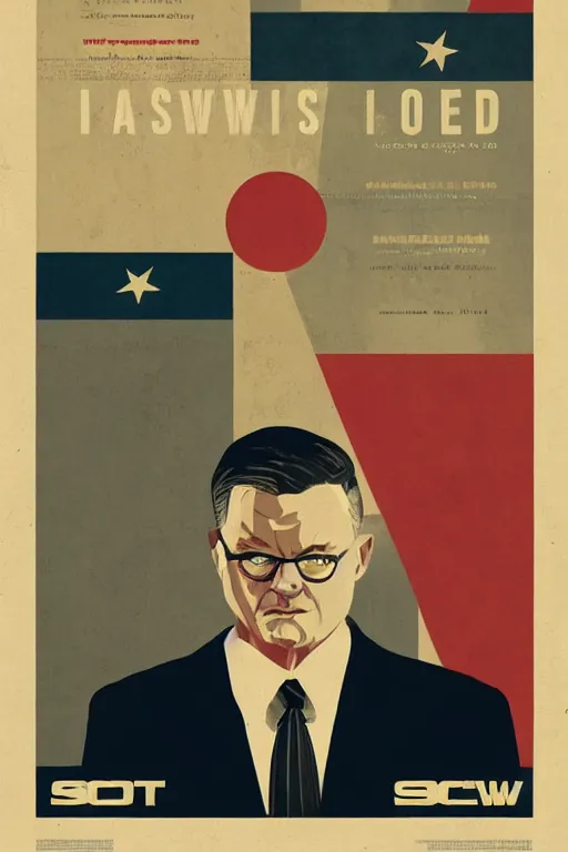 Image similar to minimal movie poster, eisenhow, scott kurwood is united states president dwight eisenhower, solid colors, cinematic, fan art, trending on artstation