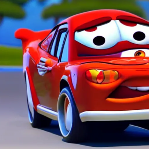 Image similar to car jesus christ dressed up like a car, as a car from the movie pixar's cars 2,