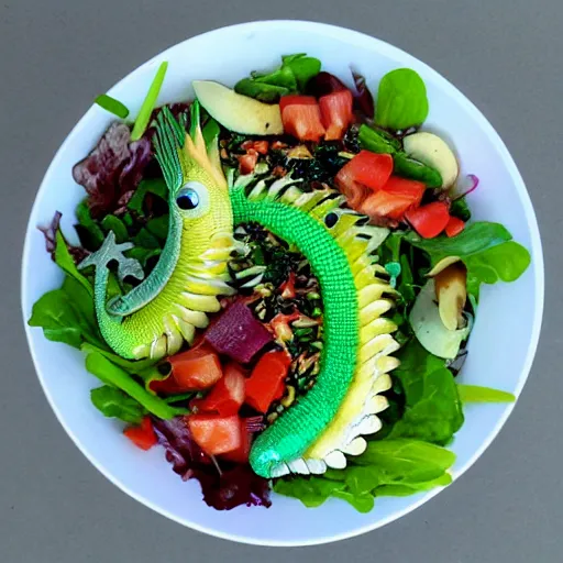 Prompt: anime lizard tail salad