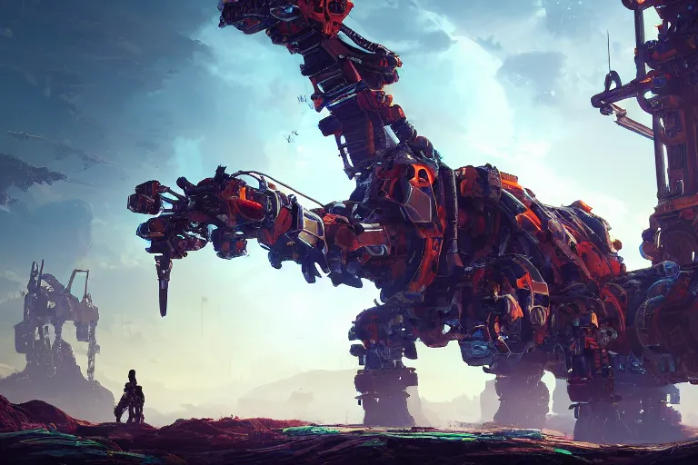Image similar to stalker machine mecanical creature robot of horizon forbidden west horizon zero dawn radiating a glowing aura global illumination ray tracing hdr fanart arstation by ian pesty and alena aenami artworks in 4 k