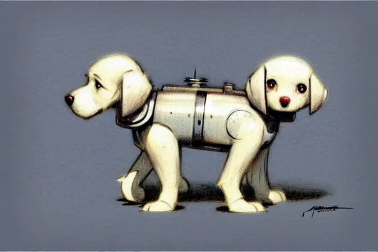 Prompt: ( ( ( ( ( 1 9 5 0 s retro future robot puppy. muted colors. ) ) ) ) ) by jean - baptiste monge!!!!!!!!!!!!!!!!!!!!!!!!!!!!!!