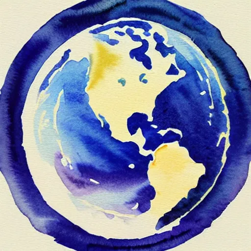 Image similar to Earth, minimalistic, anime style, watercolor