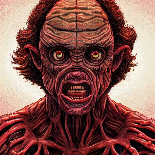 Prompt: portrait of monster demogorgan from stranger things, highly detailed, centered, digital painting