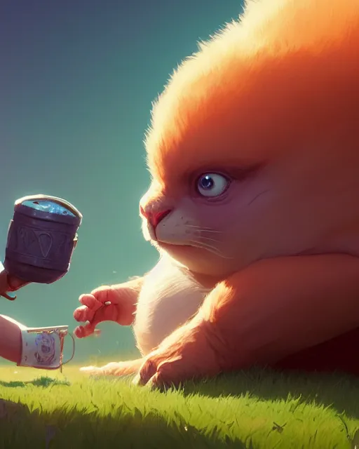 Image similar to highly detailed vfx portrait of a cute, happy big chungus, stephen bliss, unrealengine, greg rutkowski, loish, rhads, beeple, makoto shinkai and lois van baarle, ilya kuvshinov, rossdraws, tom bagshaw,