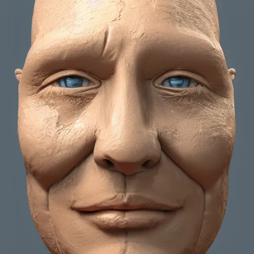 Image similar to sculpting a human face from wet clay