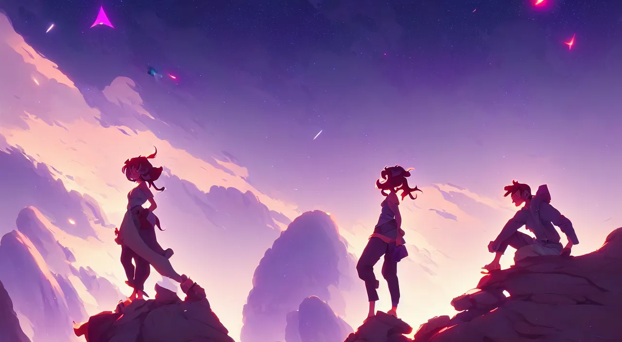 Image similar to beautiful stargazing in the city, in marble incrusted of legends heartstone official fanart behance hd by Jesper Ejsing, by RHADS, Makoto Shinkai and Lois van baarle, ilya kuvshinov, rossdraws global illumination