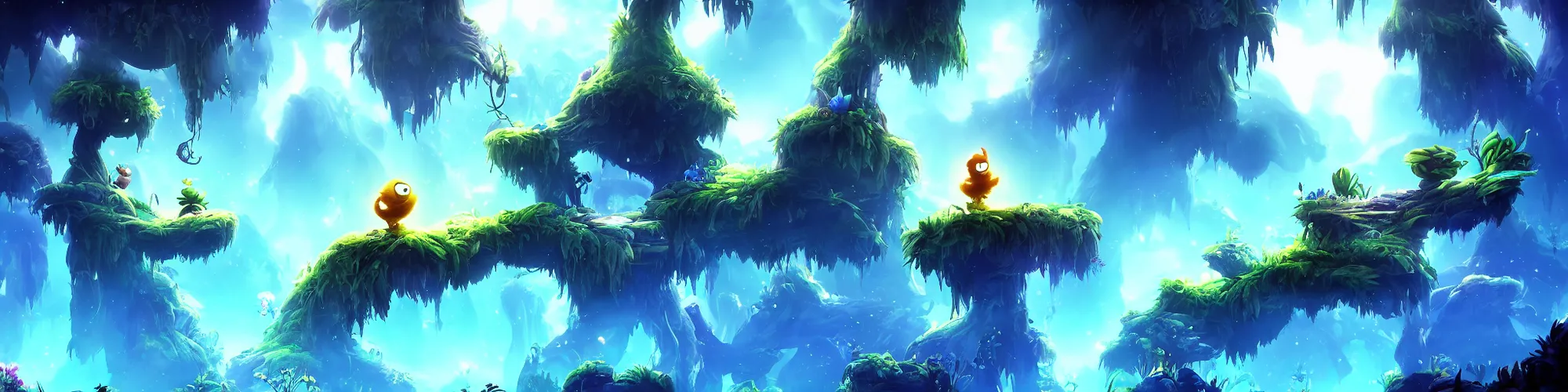 Image similar to Epic background in the style of Ori and the Blind Forest