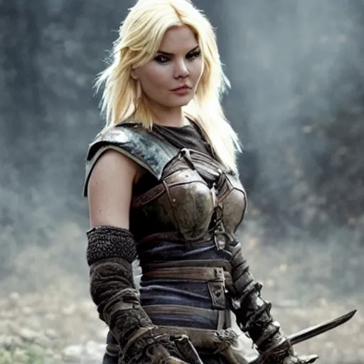 Image similar to elisha cuthbert as a warrior in a dystopian future