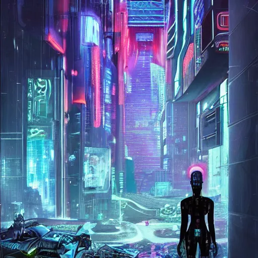 Prompt: Very very very horrific cyber-demon, cyberpunk style, vivid colors, dramatic lighting, top post of all time on /r/ImaginaryLandscapes subreddit