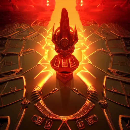 Prompt: full shot of a symmetrical game sigil of giant medieval weapons crossed, red powerful fantasy epic legends, game icon stylized, digital illustration radiating, a glowing aura, global illumination, ray tracing, 8 k high definition, intricate details, octane render, unreal engine, trending on arstation