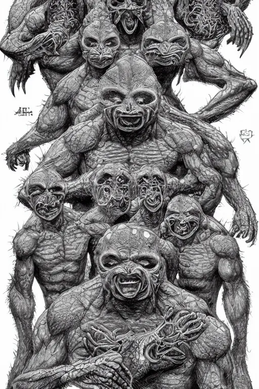 Prompt: mole men, symmetrical, highly detailed, digital art, sharp focus, trending on art station, kentaro miura manga art style