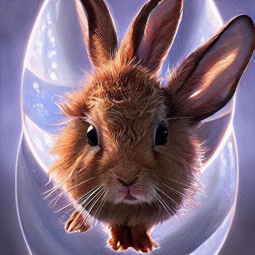 Image similar to Brown dwarf bunny rabbit with white colored nose and white stripe on forehead as a fantasy D&D character, portrait art by Donato Giancola and James Gurney, digital art, trending on artstation