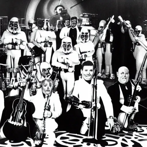 Image similar to the mos eisley cantina band on the ed sullivan show, 1 9 6 2