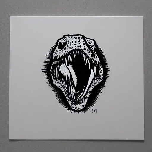 Image similar to linocut of a t - rex