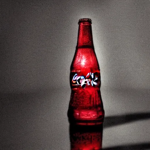 Prompt: A glass bottle of Coca-Cola holds some dreams with lots of details, warm, dreamy, light and shadow.