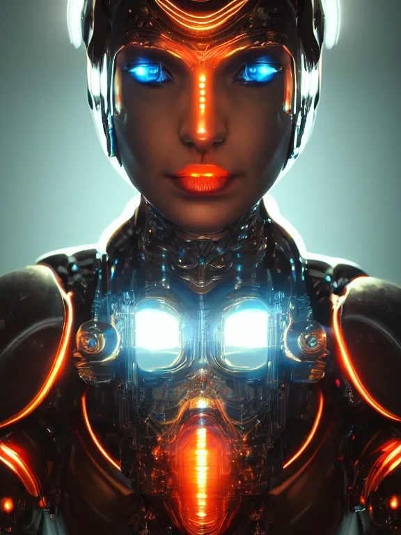 Prompt: portrait art of cybernetic queen 8k ultra realistic , lens flare, atmosphere, glow, detailed,intricate, full of colour, cinematic lighting, trending on artstation, 4k, hyperrealistic, focused, extreme details,unreal engine 5, cinematic, masterpiece