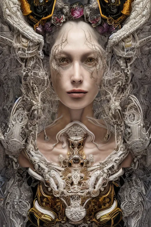 Prompt: hyper-realistic ultra-detailed maximalist and dramatic elegant luxury alien empress made of marble portrait by igor goryunov and heidi taillefer inspired by andrei riabovitchev and patricio clarey Rendered by binx.ly 8k. Generative art. Fantastic realism. Scifi feel. Extremely Ornated. Intricate and omnious. Tools used: Blender Cinema4d Houdini3d zbrush. Unreal engine 5 Cinematic. Beautifully lit. No background. artstation. Deviantart. CGsociety.