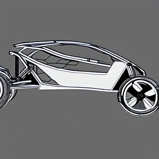 Prompt: detailed cad design of a minimalist electric buggy on paper, 8 k, unreal engine