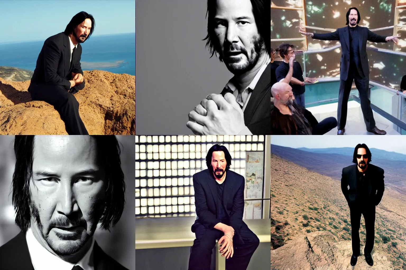 Prompt: keanu reeves, the creator of the universe, looking from above